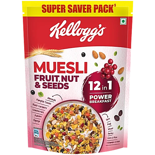 Kellogg's Muesli Fruit Nut & Seeds - 12 In 1 Power Breakfast, 750 g