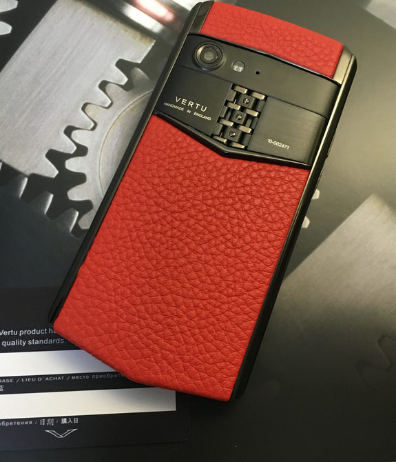 VERTU ASTER P RED Black Calf Hide Dual Sim Card Mobile Phone