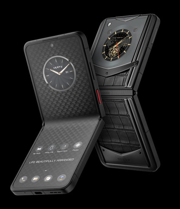 VERTU IRONFLIP BASALT BLACK ALLIGATOR SKIN MOBILE PHONE