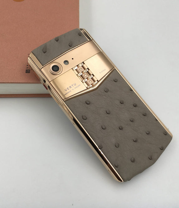 Vertu ASTER P OSTRICH Rose Gold Dual Sim Business Luxury Mobile Phone