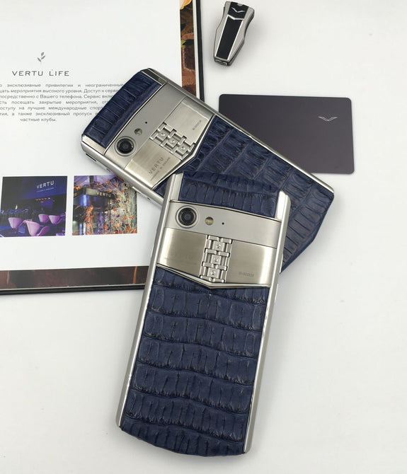 Vertu ASTER P PURE Blue Crocodile Bone Dual Sim Business Luxury Mobile Phone