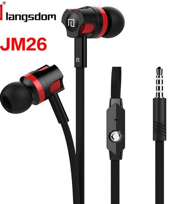 Original Langsdom JM26 In Ear Earphone Wired 3.5mm Sport Headset Bass Stereo Music Earphones with Mic for Iphone Samsung XiaoMi - astore.in