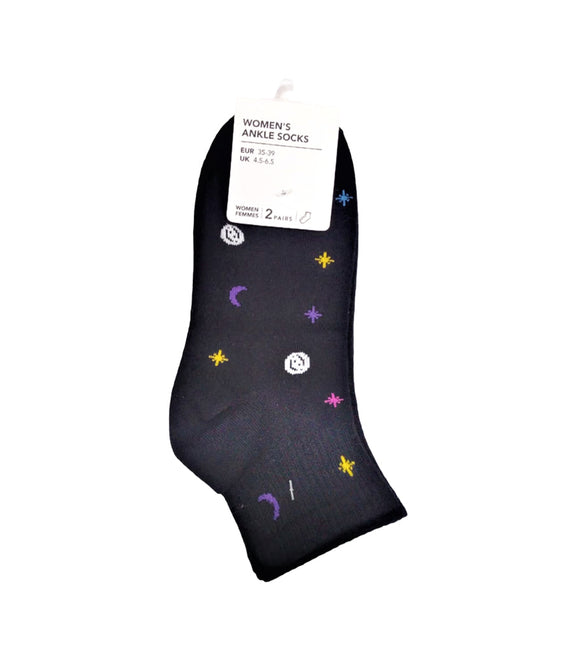 Miniso Space Women’s Ankle Socks 2 Pairs(Black)