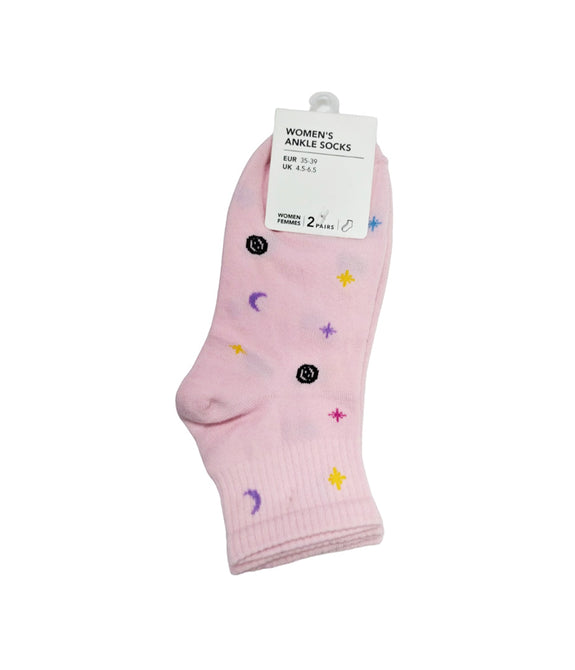 Miniso Space Women’s Ankle Socks 2 Pairs(Pink)