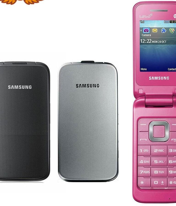 Original Samsung C3520 Unlocked 2.4 Inch English Keyboard Only 3G WCDMA 1.3MP Flip Mobile Phone Refurbished Cellphone - astore.in