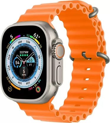 Ultra Series Smart watch For Android & IOS Mobile Smartwatch (Orange, Silver Strap, 49mm)