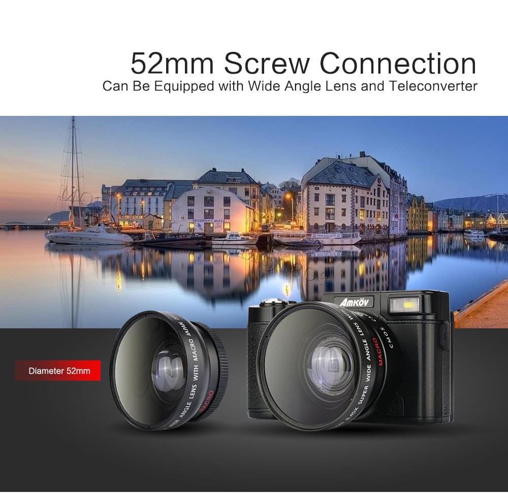 Amkov 24 MegaPixel Digital Camera With Wide Angle Lens Flash HD Recording
