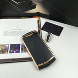 VERTU ASTER P BLACK 18K Gold Plated Calf Hide Dual Sim Card Phone