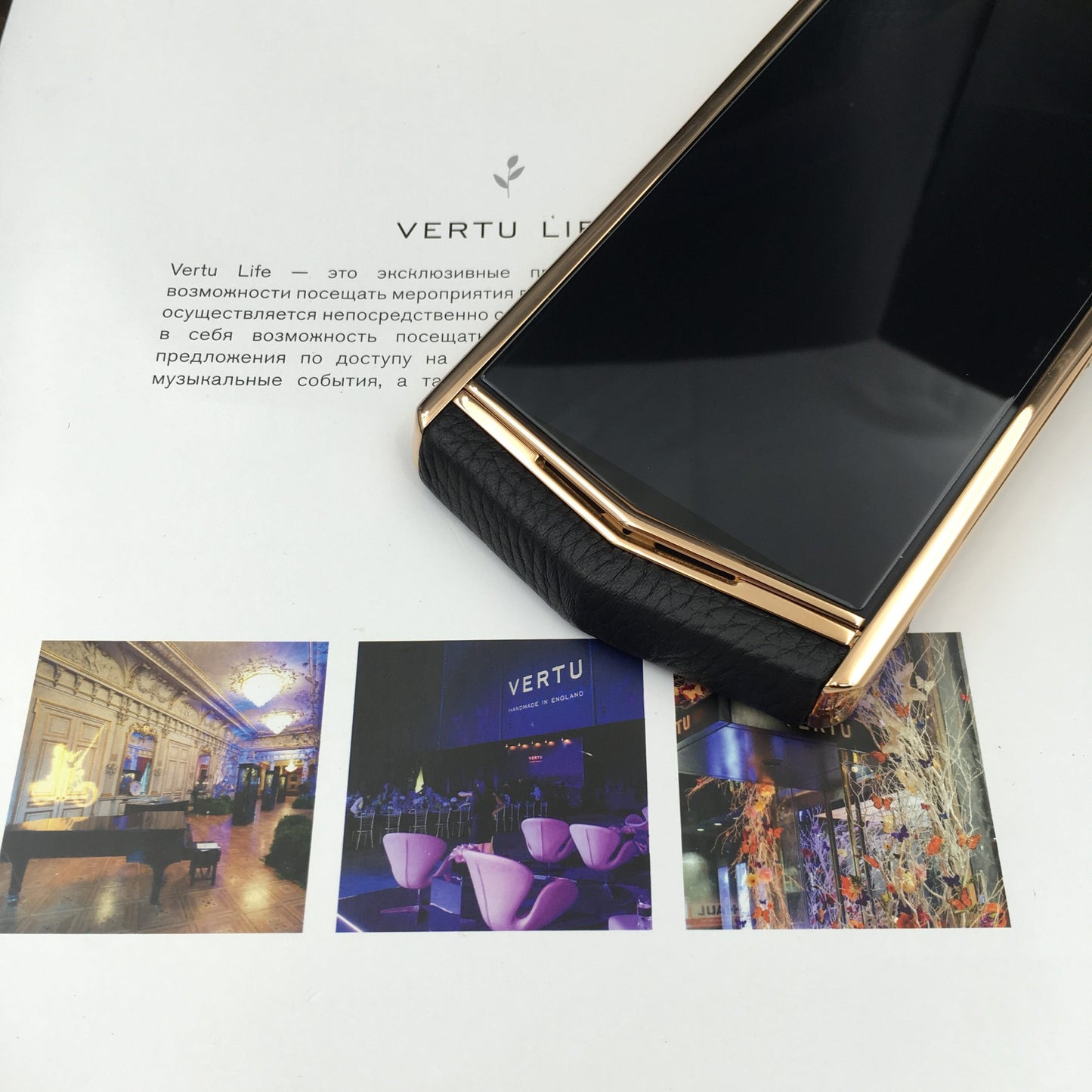 VERTU ASTER P BLACK 18K Gold Plated Calf Hide Dual Sim Card Phone
