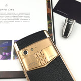 VERTU ASTER P BLACK 18K Gold Plated Calf Hide Dual Sim Card Phone