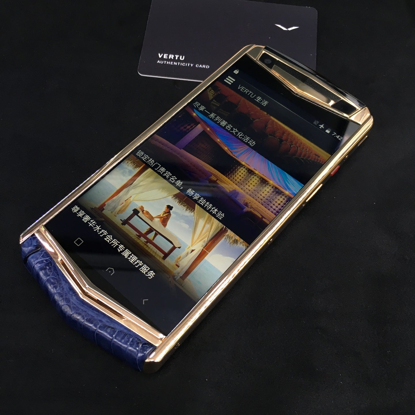 VERTU ASTER P BLUE Crocodile Dual Sim Card Luxurious Phone