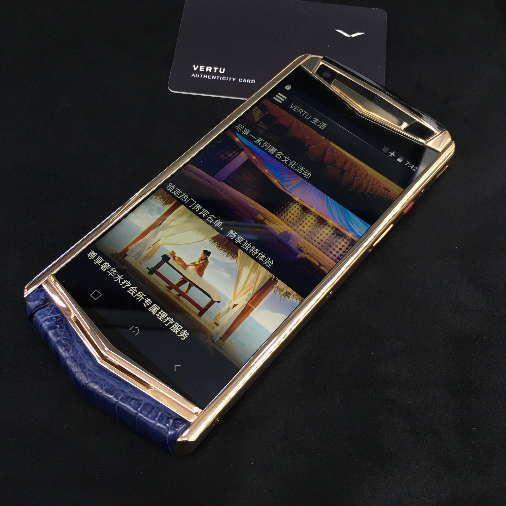 VERTU ASTER P BLUE Crocodile Dual Sim Card Luxurious Phone