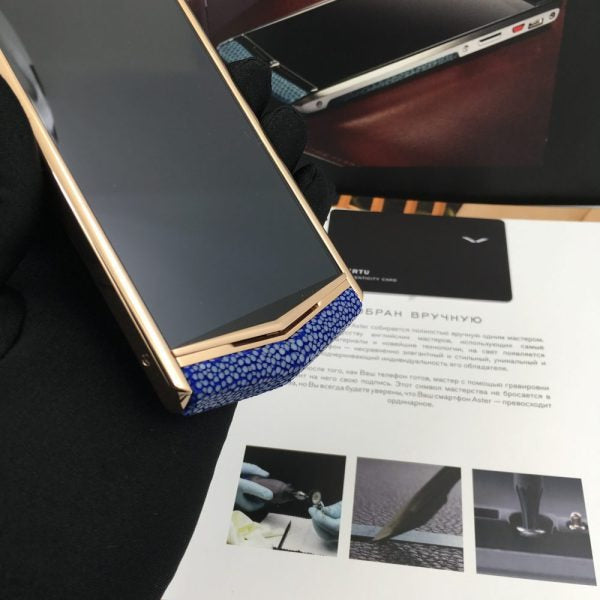 VERTU ASTER P Blue Pearl Fish Skin Dual Sim Card Mobile Phone