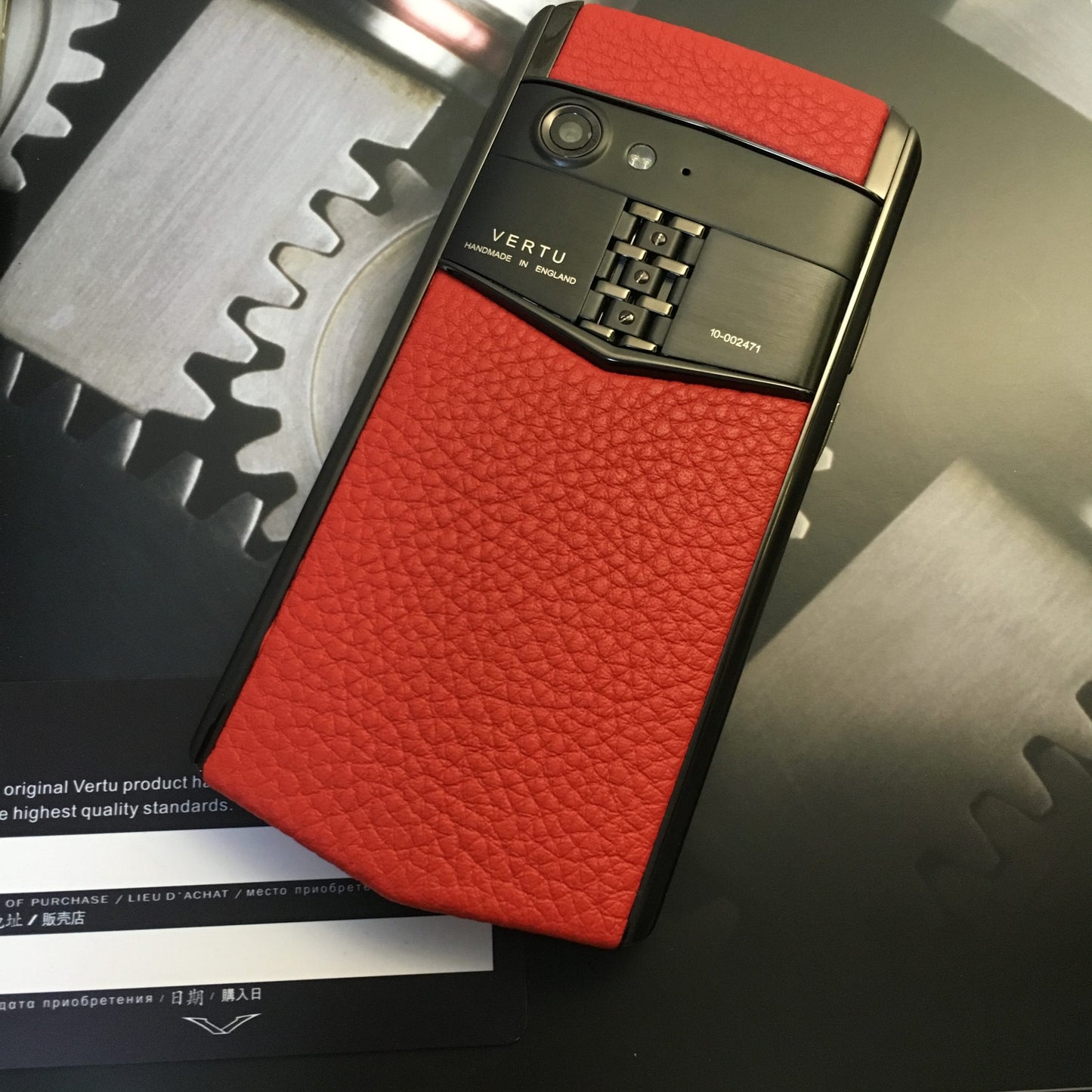 VERTU ASTER P RED Black Calf Hide Dual Sim Card Mobile Phone