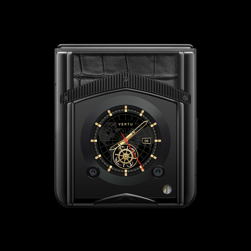 VERTU IRONFLIP BASALT BLACK ALLIGATOR SKIN MOBILE PHONE