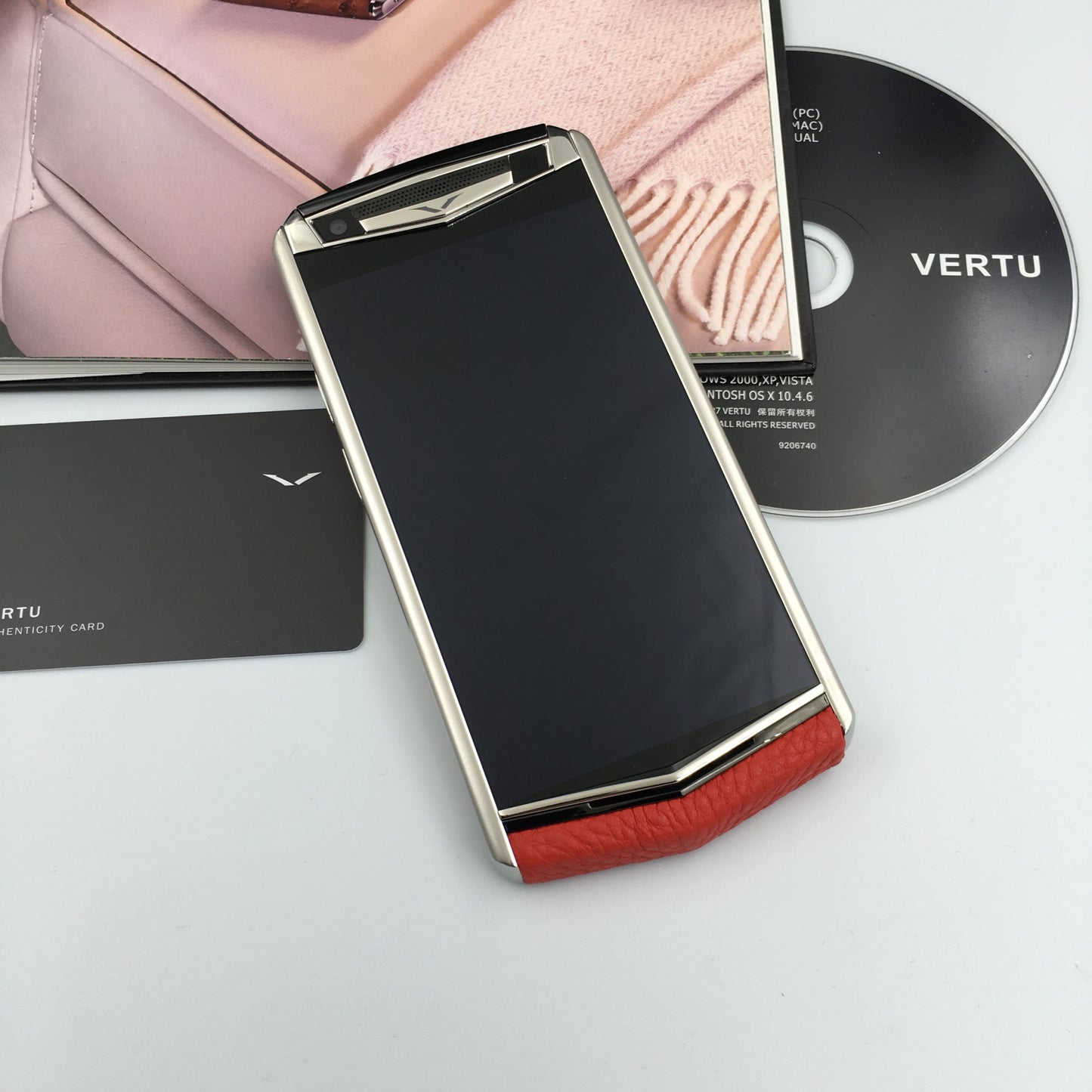 Vertu ASTER P RED Silver Calf Hide Dual Sim Card Mobile Phone