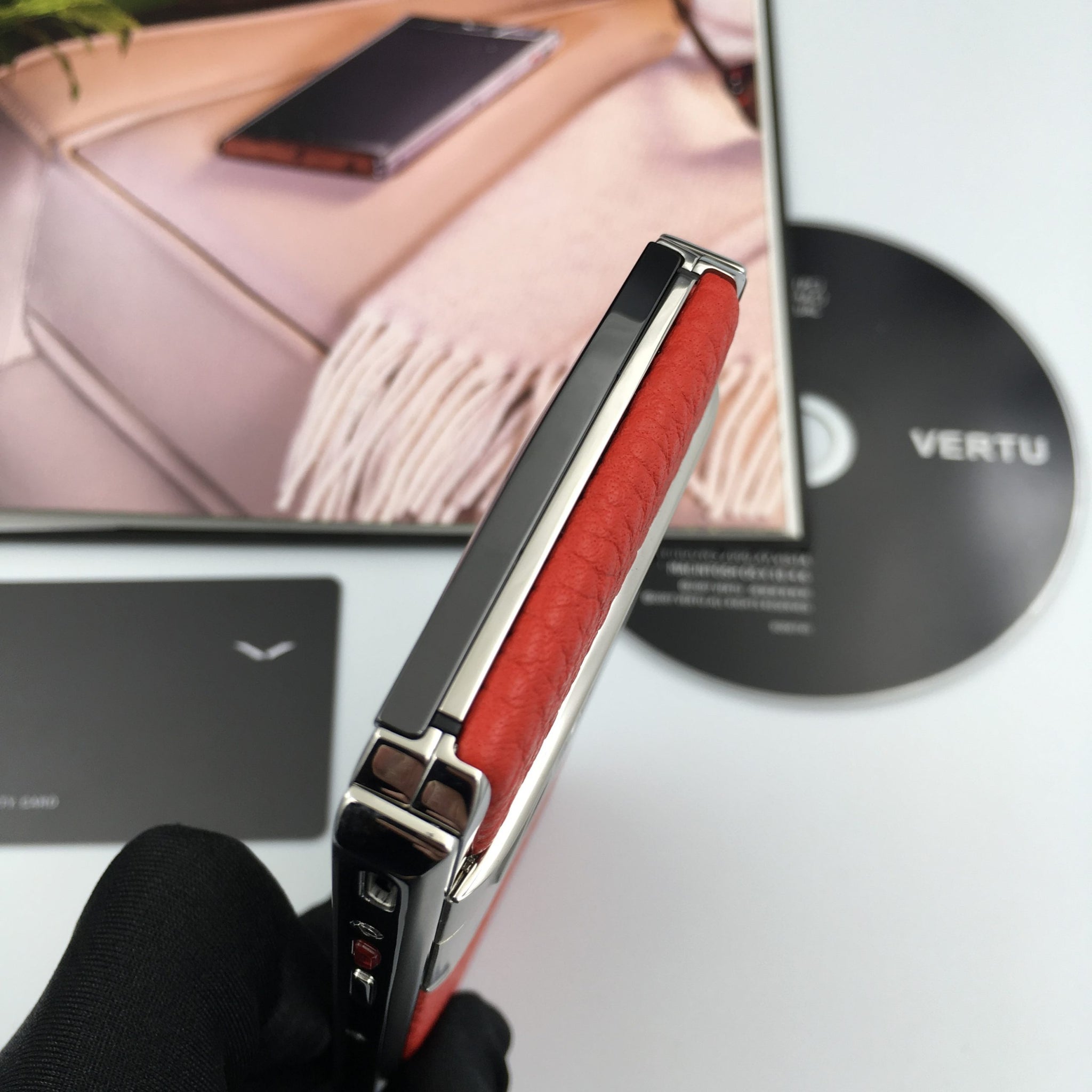 Vertu ASTER P RED Silver Calf Hide Dual Sim Card Mobile Phone