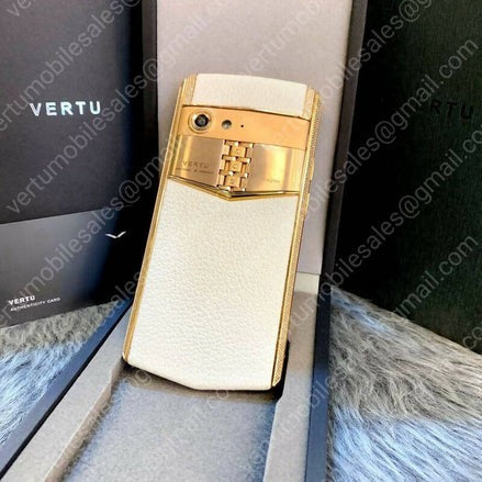 Vertu Aster P White Leather 18ct Rosegold Diamond Edition Mobile Phone