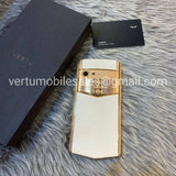 Vertu Aster P White Leather 18ct Rosegold Diamond Edition Mobile Phone