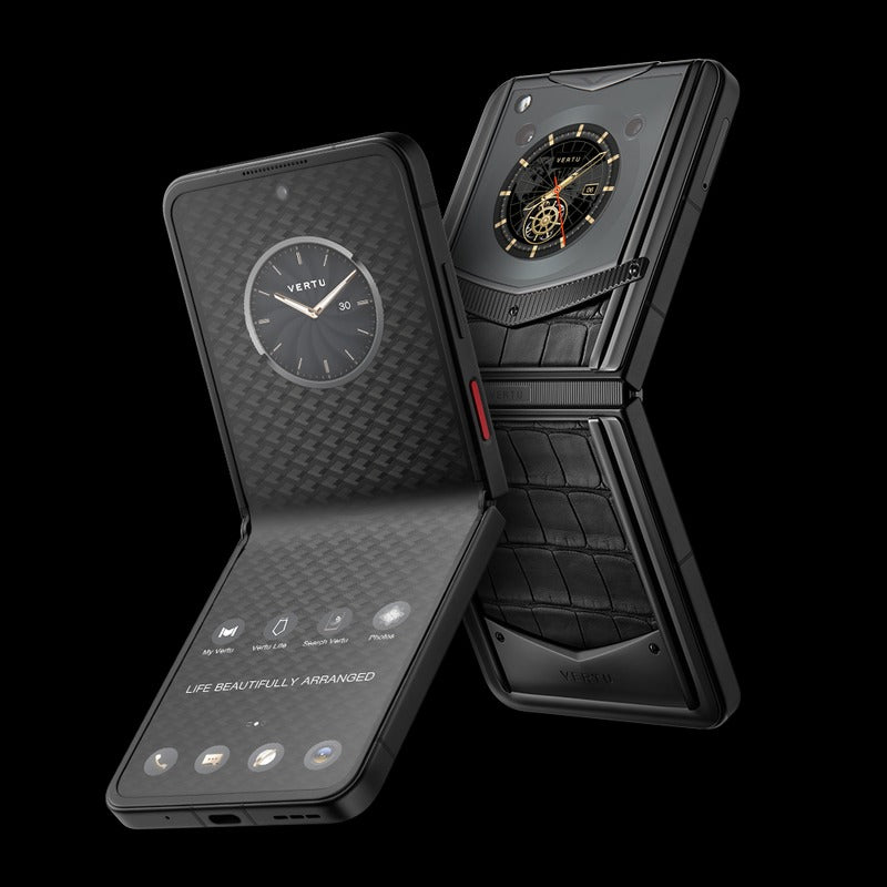 VERTU IRONFLIP BASALT BLACK ALLIGATOR SKIN MOBILE PHONE