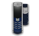 Vertu Signature S SIlver Blue Crocodile Leather Keypad Mobile Phone