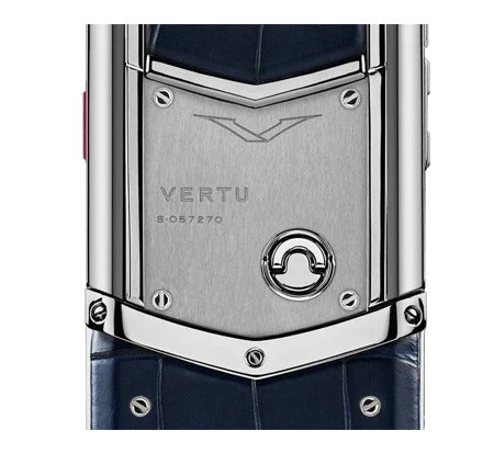Vertu Signature S SIlver Blue Crocodile Leather Keypad Mobile Phone