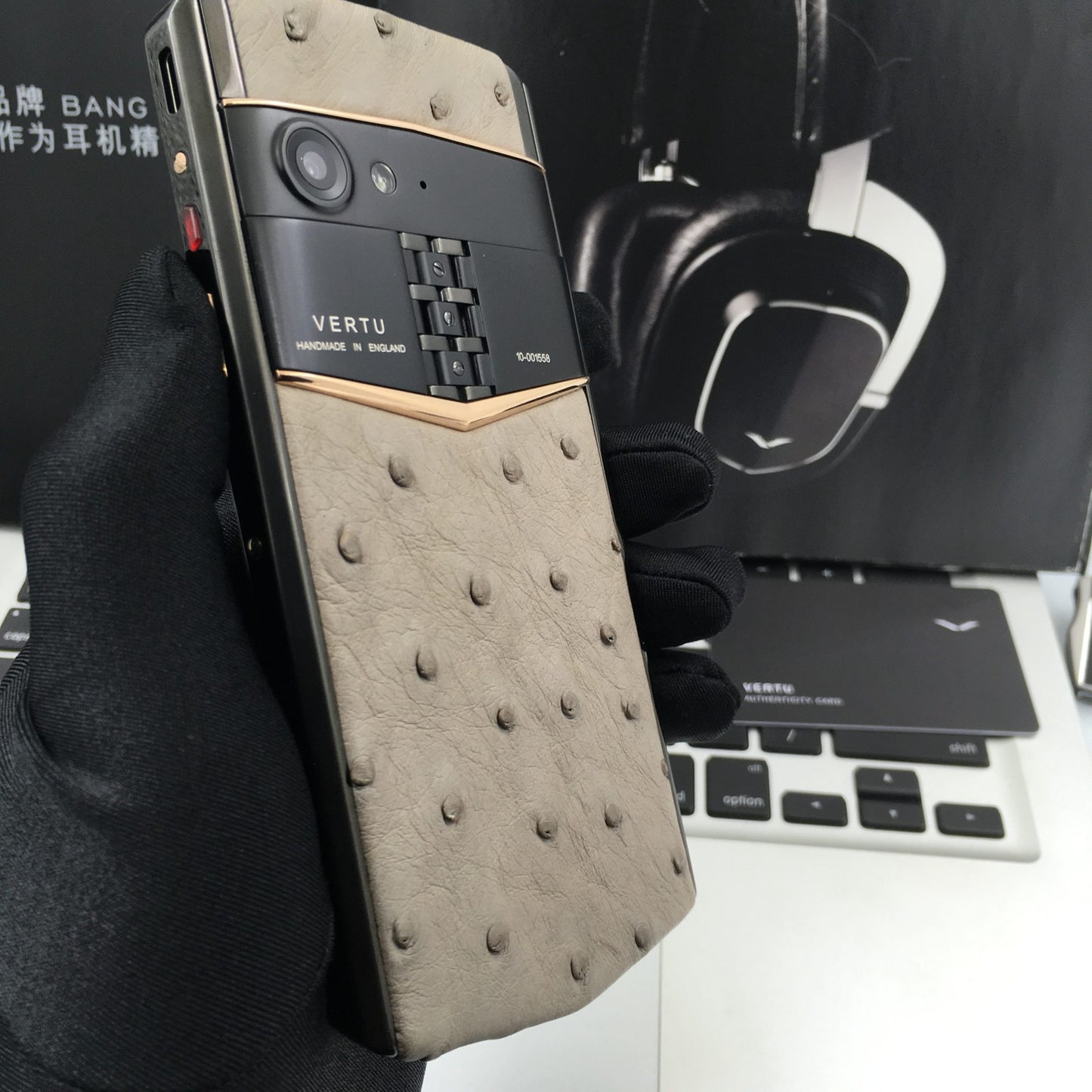 Vertu ASTER P OSTRICH Black Gold Dual Sim Business Luxury Mobile Phone