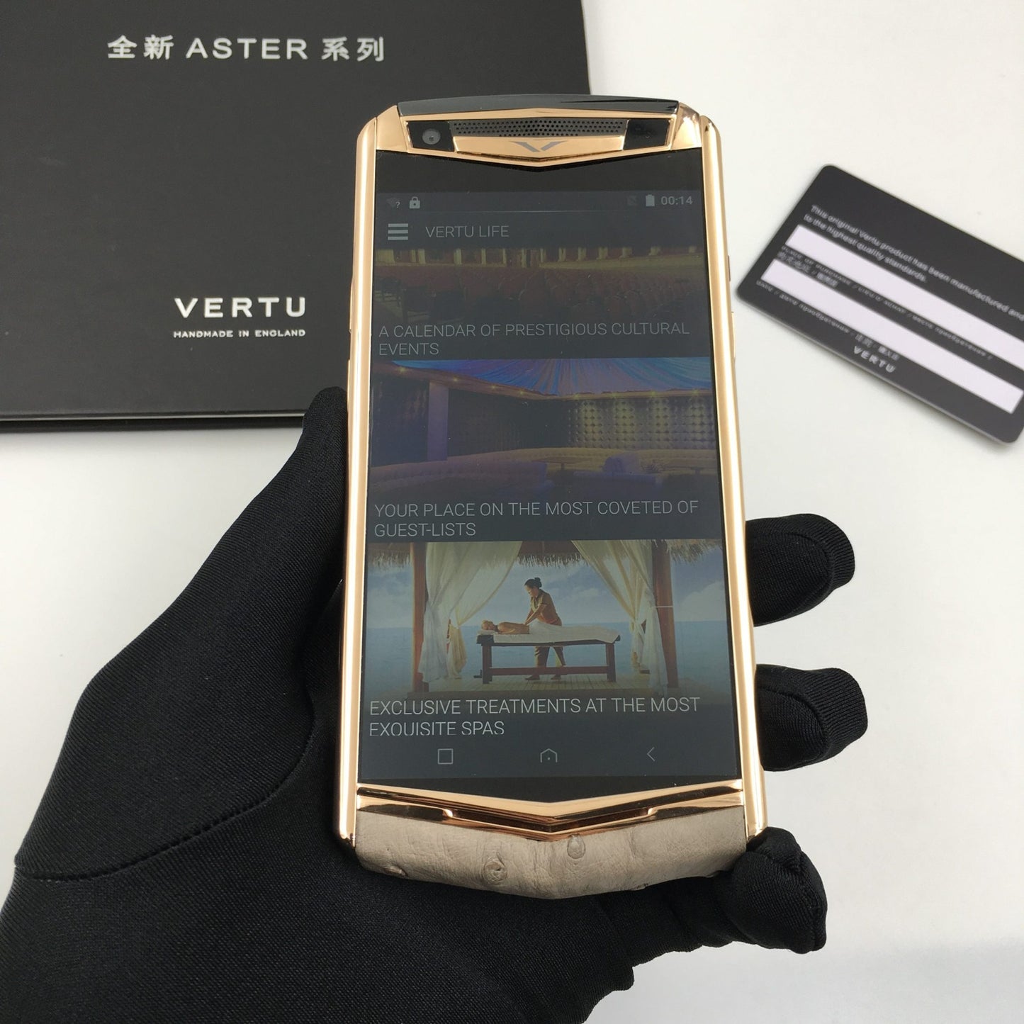Vertu ASTER P OSTRICH Rose Gold Dual Sim Business Luxury Mobile Phone
