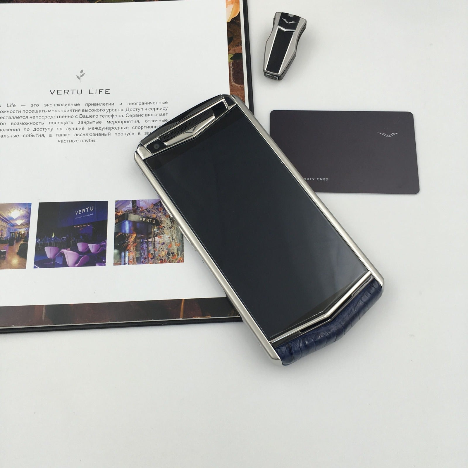 Vertu ASTER P PURE Blue Crocodile Bone Dual Sim Business Luxury Mobile Phone