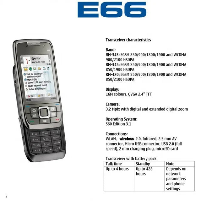 Nokia E66 original Slide Phone