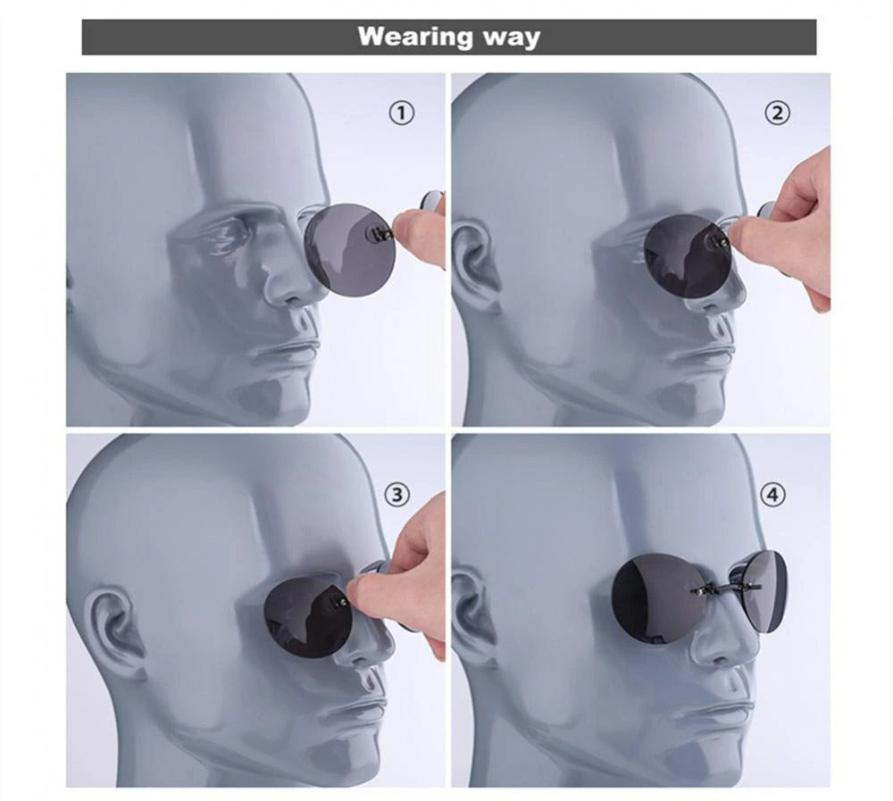 Nose Glasses Round Rimless Matrix Morpheus Frameless Sunglasses UV400 ...