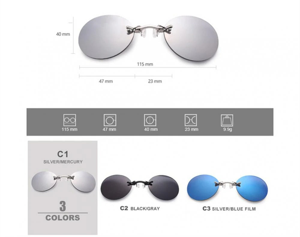 Nose Glasses Round Rimless Matrix Morpheus Frameless Sunglasses UV400 ...