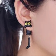 Clay Animal Earrings Women Cute Cat Stud