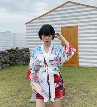 Bebovizi Japanese Style Flaming Phenix Print Cardigan Kimono Harajuku Women Men Sexy Yukata Female Streetwear Traditional Haori