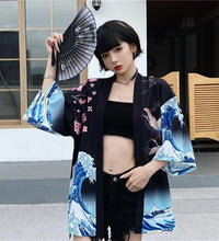 Bebovizi Japanese Style Flaming Phenix Print Cardigan Kimono Harajuku Women Men Sexy Yukata Female Streetwear Traditional Haori