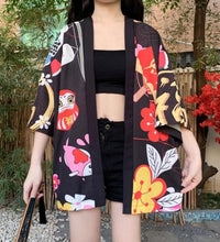 Bebovizi Japanese Style Flaming Phenix Print Cardigan Kimono Harajuku Women Men Sexy Yukata Female Streetwear Traditional Haori