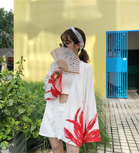 Bebovizi Japanese Style Flaming Phenix Print Cardigan Kimono Harajuku Women Men Sexy Yukata Female Streetwear Traditional Haori