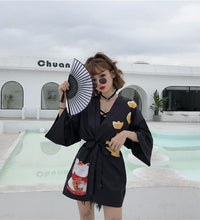 Bebovizi Japanese Style Flaming Phenix Print Cardigan Kimono Harajuku Women Men Sexy Yukata Female Streetwear Traditional Haori