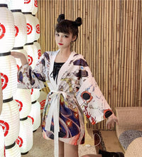 Bebovizi Japanese Style Flaming Phenix Print Cardigan Kimono Harajuku Women Men Sexy Yukata Female Streetwear Traditional Haori