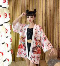 Bebovizi Japanese Style Flaming Phenix Print Cardigan Kimono Harajuku Women Men Sexy Yukata Female Streetwear Traditional Haori