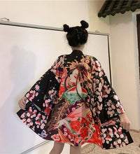 Bebovizi Japanese Style Flaming Phenix Print Cardigan Kimono Harajuku Women Men Sexy Yukata Female Streetwear Traditional Haori