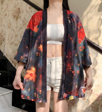 Bebovizi Japanese Style Flaming Phenix Print Cardigan Kimono Harajuku Women Men Sexy Yukata Female Streetwear Traditional Haori