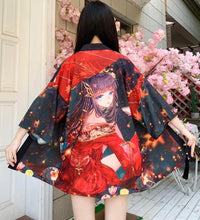 Bebovizi Japanese Style Flaming Phenix Print Cardigan Kimono Harajuku Women Men Sexy Yukata Female Streetwear Traditional Haori