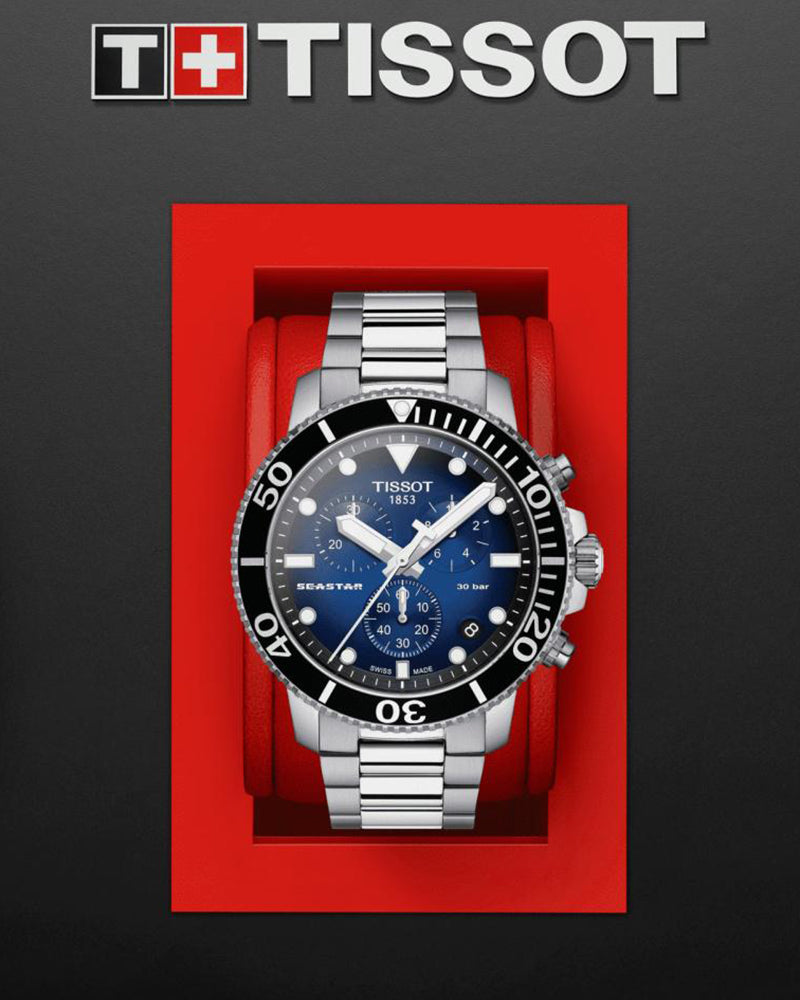 Tissot Seastar 1000 Men Quartz Blue Dial Chronograph Stainless Steel Watch T1204171104101