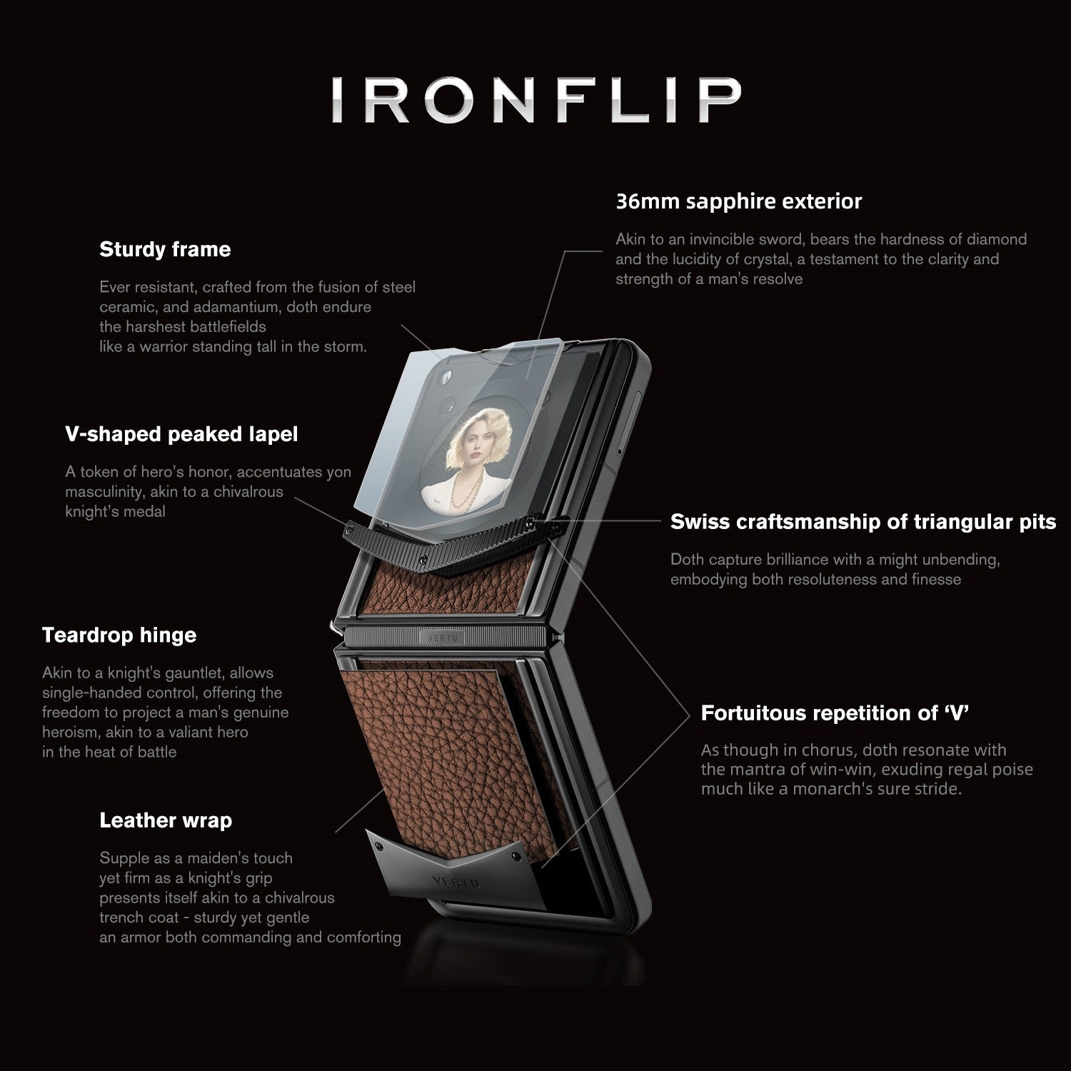 Vertu IronFlip Brown Calfskin Mobile Phone