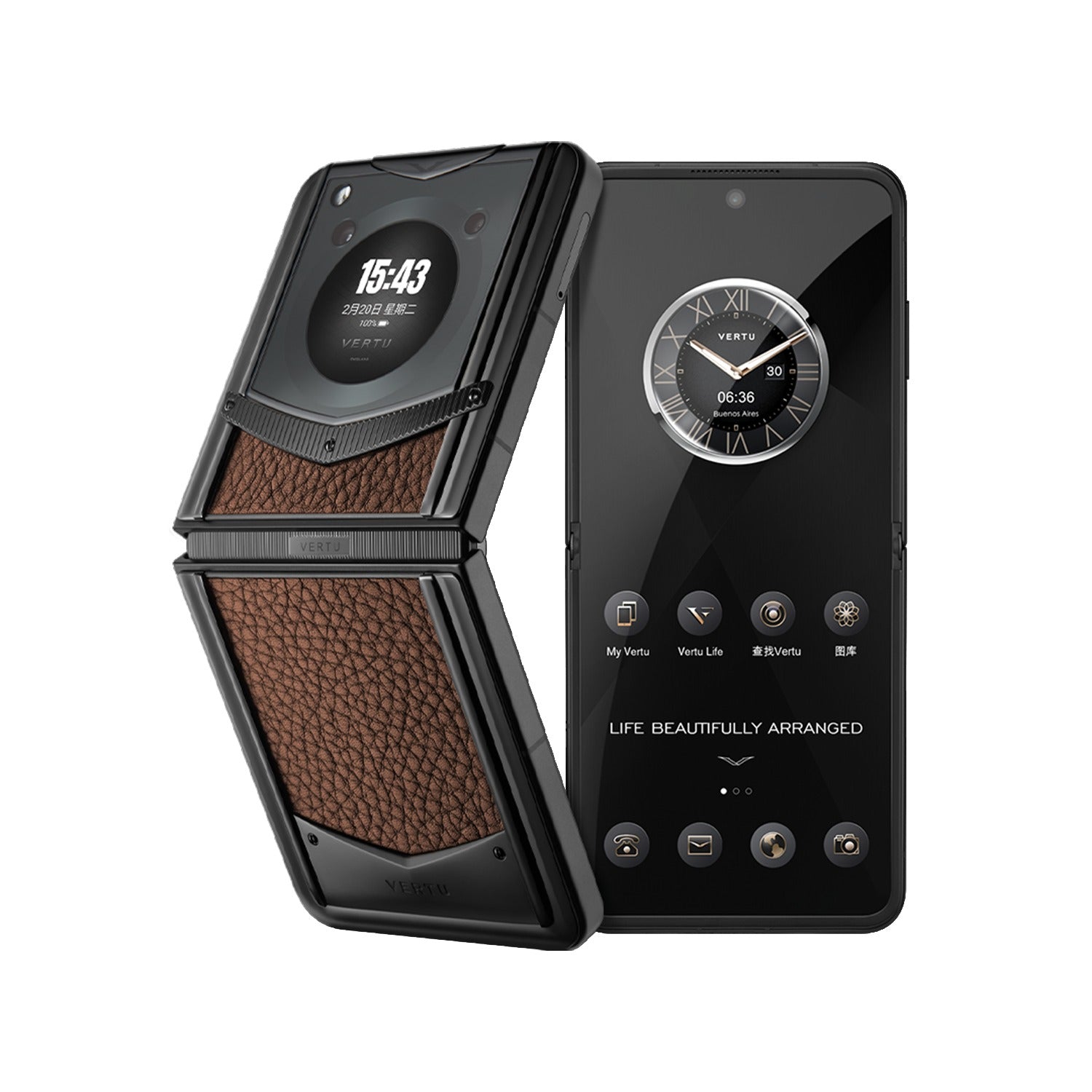 Vertu IronFlip Brown Calfskin Mobile Phone