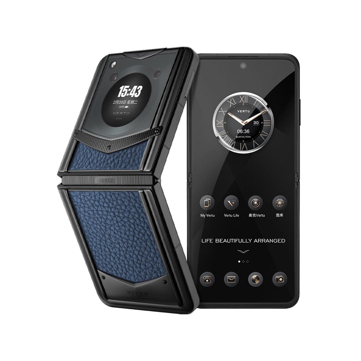 Vertu Ironflip Blue Calfskin Series Luxury Mobile Fliphone
