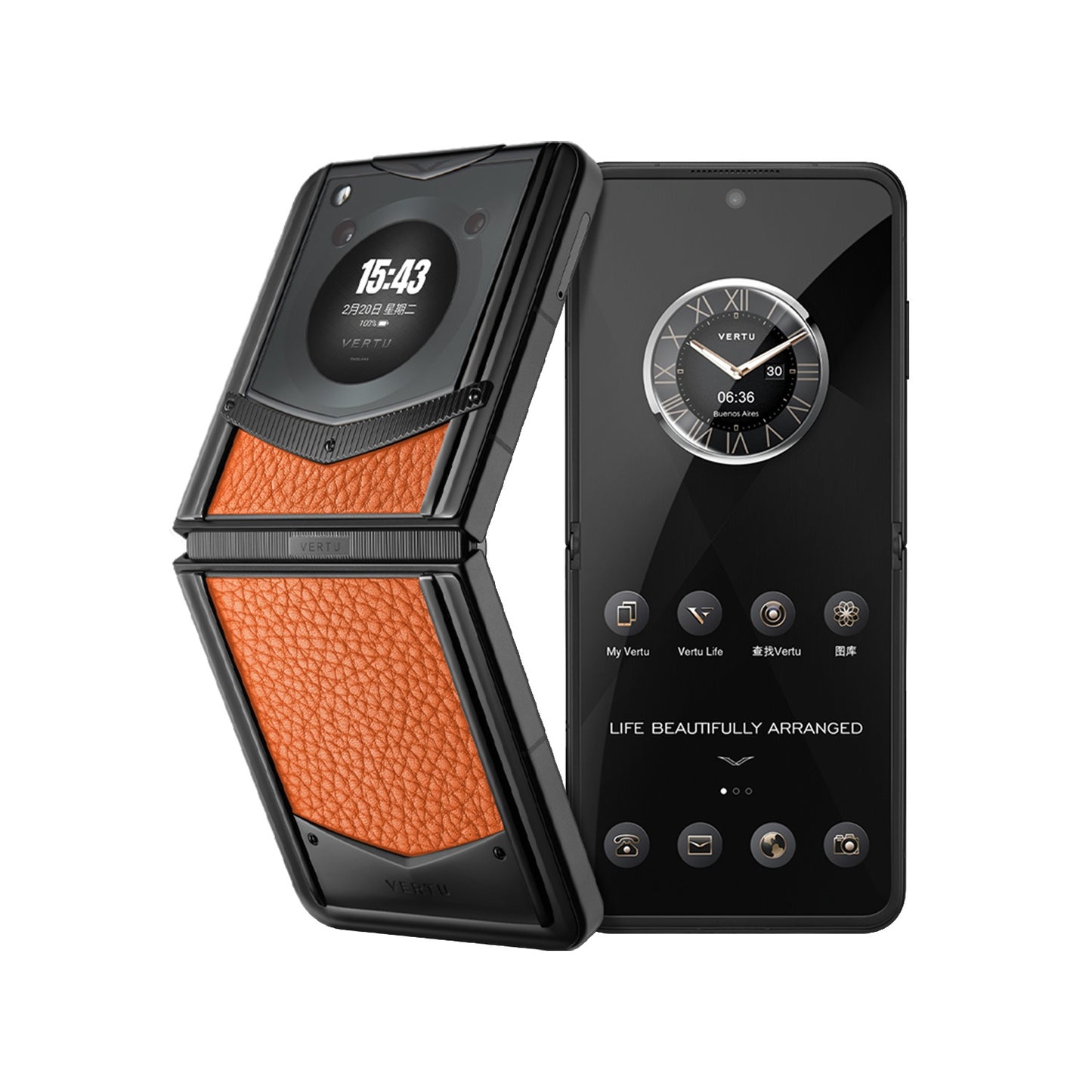 Vertu Ironflip Orange Calfskin Series Android Mobile Phone