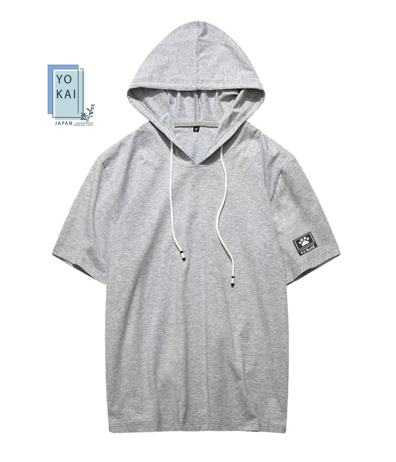 Yokai Men Hooded Half Sleeve Mens T-shirt Hoodie