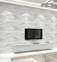 Wallpaper PVC 3D Brick grey white foam thick vinyl 54.15 square feet waterproof - astore.in